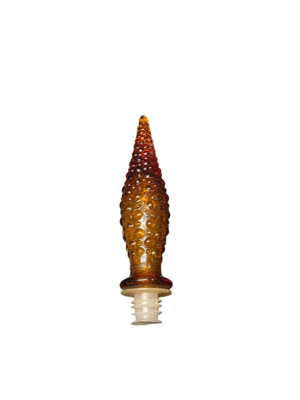 Vintage Amber Glass Stopper Diamond Point Empoli Italy Glass MCM